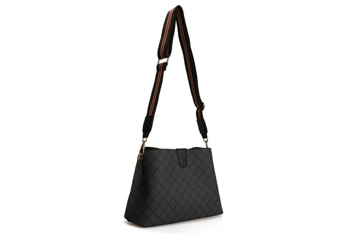 Lucky Bees Bolso Bandolera Gris y Negro Lucky Bees Bolso Bandolera Gris y Negro